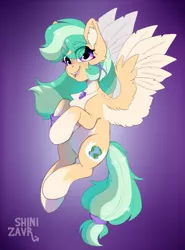 Size: 1509x2036 | Tagged: safe, artist:shini951, derpibooru import, oc, oc:summer ray, unofficial characters only, pegasus, pony, chest fluff, fluffy, flying, image, looking at you, png, smiling, solo, spread wings, wings