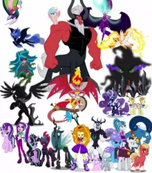 Size: 1080x1230 | Tagged: safe, derpibooru import, edit, vector edit, adagio dazzle, aria blaze, chancellor neighsay, cosmos (character), cozy glow, daybreaker, diamond tiara, discord, flam, flim, gaea everfree, grogar, king sombra, lord tirek, nightmare moon, nightmare rarity, pony of shadows, queen chrysalis, silver spoon, sonata dusk, sprout cloverleaf, storm king, sunset shimmer, tempest shadow, trixie, twilight sparkle, alicorn, demon, draconequus, earth pony, human, pegasus, pony, unicorn, equestria girls, my little pony: the movie, all the villians, brothers, crystal, flim flam brothers, g5, image, jpeg, male, midnight sparkle, siblings, vector