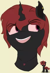 Size: 650x948 | Tagged: safe, artist:sharp72, derpibooru import, oc, oc:red buggo, unofficial characters only, changeling, pony town, bust, colored sketch, female, image, mare, png, portrait, red changeling, simple background, solo