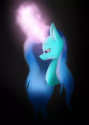 Size: 1982x2763 | Tagged: safe, artist:maneblue, derpibooru import, oc, unofficial characters only, pony, unicorn, black background, bust, glow, glowing horn, horn, image, jpeg, simple background, solo, unicorn oc