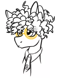 Size: 1246x1676 | Tagged: safe, artist:binkyt11, derpibooru import, ponified, pony, clothes, doctor slone, eye clipping through hair, eyebrows, eyebrows visible through hair, female, fortnite, glasses, image, limited palette, mare, necktie, png, pouting, raised eyebrow, solo