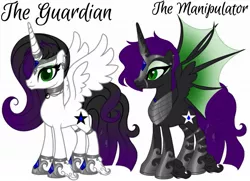 Size: 1833x1330 | Tagged: safe, artist:teonnakatztkgs, derpibooru import, oc, unofficial characters only, alicorn, bat pony, bat pony alicorn, pony, base used, bat pony oc, bat wings, duo, eyelashes, female, hoof shoes, horn, horn ring, image, jewelry, jpeg, mare, ring, simple background, smiling, story included, white background, wings