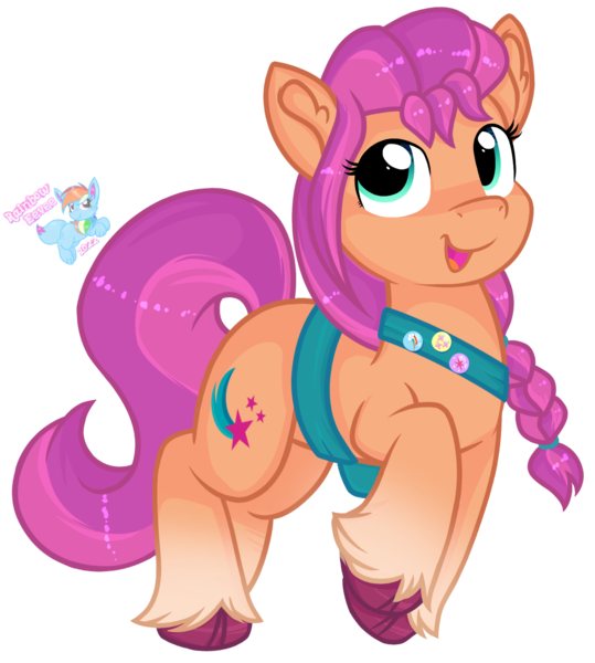 Size: 1320x1470 | Tagged: safe, artist:rainbow eevee, derpibooru import, sunny starscout, earth pony, pony, braid, cloven hooves, cute, cutie mark, eyelashes, g5, happy, image, jumping, looking up, open mouth, pins, png, simple background, teal eyes, transparent background, two toned mane, vector