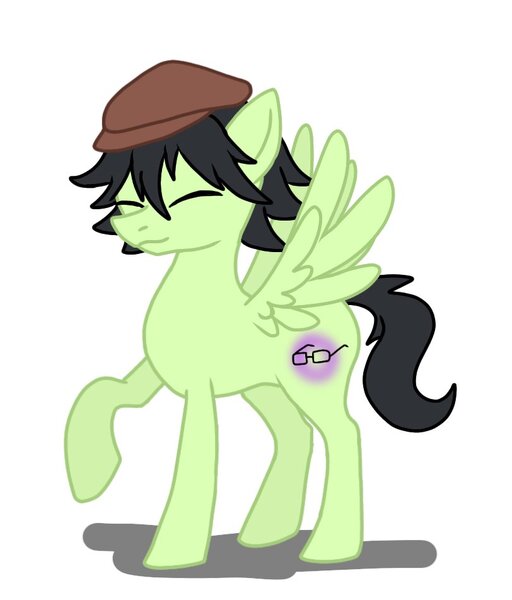 Size: 812x952 | Tagged: safe, artist:namaenonaipony, derpibooru import, ponified, pegasus, pony, anime, bungou stray dogs, edogawa ranpo, hat, image, jpeg, simple background, sunglasses, white background