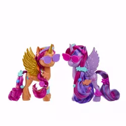 Size: 612x612 | Tagged: safe, derpibooru import, official, sunny starscout, twilight sparkle, twilight sparkle (alicorn), alicorn, pony, my little pony: a new generation, alicorns, alicorns only, brushable, fashion style, g5, image, jpeg, multicolored hair, rainbow hair, toy