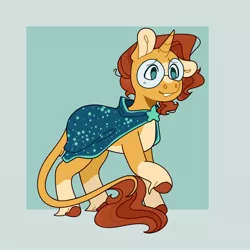 Size: 1024x1024 | Tagged: safe, artist:flowercatbutters, derpibooru import, sunburst, pony, unicorn, abstract background, cloak, clothes, februpony, image, jpeg, leonine tail, male, raised hoof, solo, stallion, standing, tail, unshorn fetlocks