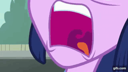 Size: 640x360 | Tagged: safe, derpibooru import, screencap, spike, twilight sparkle, dog, equestria girls, equestria girls (movie), animated, backpack, boots, clothes, cutie mark, cutie mark on clothes, duo, exploitable meme, female, gif, gifs.com, image, male, meme, open mouth, screaming, shoes, spike the dog, statue, twiscream, uvula, uvula shaking, volumetric mouth