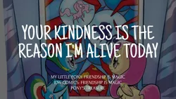 Size: 1280x720 | Tagged: safe, derpibooru import, edit, editor:quoterific, idw, fluttershy, princess celestia, princess luna, rainbow dash, alicorn, pegasus, pony, duo focus, female, image, jpeg, mare, pony's treasure, smiling, text