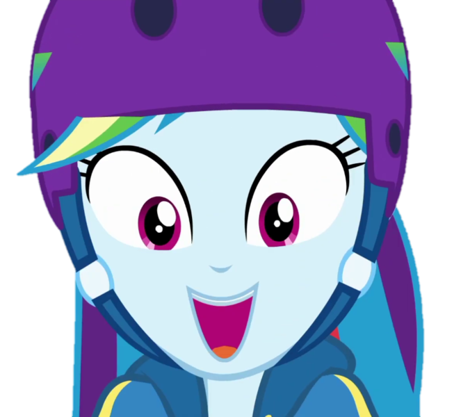 Size: 783x720 | Tagged: safe, derpibooru import, edit, edited screencap, screencap, rainbow dash, equestria girls, equestria girls series, sic skateboard, spoiler:eqg series (season 2), background removed, cute, dashabetes, female, helmet, image, looking at you, not a vector, open mouth, open smile, png, rainbow dash is best facemaker, simple background, smiling, smiling at you, solo, staring into your soul, transparent background