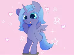 Size: 4096x3072 | Tagged: safe, artist:zokkili, derpibooru import, princess luna, alicorn, pony, female, filly, foal, full body, heart, image, jpeg, solo, sparkles, sparkly eyes, stars, wingding eyes, woona, younger