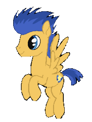 Size: 736x972 | Tagged: safe, artist:dyonys, derpibooru import, flash sentry, pegasus, pony, animated, blinking, februpony, flying, gif, hooves, image, male, pixel art, simple background, smiling, solo, spread wings, stallion, tail, transparent background, two toned mane, two toned tail, wings