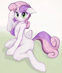 Size: 765x900 | Tagged: safe, artist:zokkili, derpibooru import, sweetie belle, pony, unicorn, bipedal, blushing, image, jpeg, looking at you