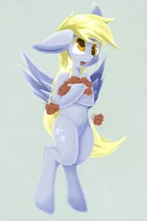 Size: 1200x1800 | Tagged: safe, artist:zokkili, derpibooru import, derpy hooves, pegasus, pony, bipedal, food, image, jpeg, muffin, simple background, why can't i hold all these x