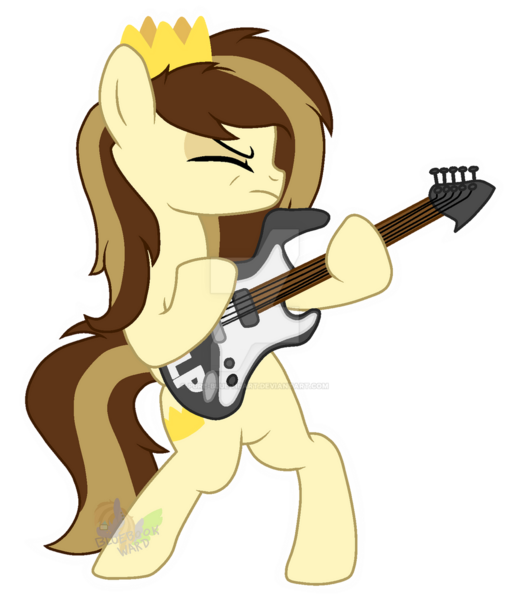 Size: 1024x1209 | Tagged: safe, artist:pure-blue-heart, derpibooru import, oc, oc:prince whateverer, bipedal, brown mane, crown, guitar, image, jewelry, musical instrument, outline, png, princewhateverer, regalia, rockstar, simple background, transparent background, white outline