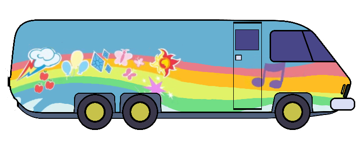Size: 748x296 | Tagged: safe, artist:thatradhedgehog, derpibooru import, applejack, fluttershy, pinkie pie, rainbow dash, rarity, sunset shimmer, twilight sparkle, equestria girls, gmc motorhome, image, motorhome, no pony, png, the rainbooms, tour van, van, vehicle