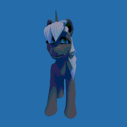Size: 1080x1080 | Tagged: safe, artist:anon_1515, derpibooru import, pony, unicorn, 3d, 3d model, animated, blender, blender cycles, gif, image, open mouth, rotating, showcase, simple background, smiling, spinning, turnaround, wip