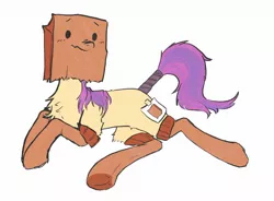 Size: 1998x1467 | Tagged: safe, artist:rover, derpibooru import, oc, oc:paper bag, earth pony, earth pony oc, fake cutie mark, image, jpeg, simple background, white background