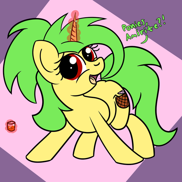 Size: 2000x2000 | Tagged: safe, artist:dafiltafish, derpibooru import, oc, oc:piña, unicorn, abstract background, alcohol, horn, image, magic, png, solo, telekinesis, unicorn oc