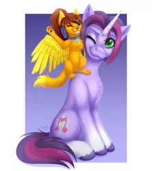 Size: 3450x3888 | Tagged: safe, artist:starshade, derpibooru import, oc, oc:lesik, oc:twilight garrison, unofficial characters only, cat, pony, unicorn, 2021, blue eyes, brown hair, claws, collar, commission, ear fluff, ears, equine, feather, feline, female, feral, fictional species, fluffy, fur, ginger fur, hair, hasbro, head fluff, heart, heart eyes, high res, image, looking at something, mammal, mare, my little pony, orange body, orange fur, paw pads, paws, png, simple background, sitting, stars, tail, tail fluff, underpaw, white background, wingding eyes, yellow body, yellow fur