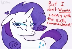 Size: 1021x700 | Tagged: safe, artist:vommutt, rarity, pony, unicorn, dialogue, female, image, jpeg, mare, simple background, solo, white background