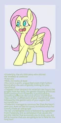 Size: 1196x2414 | Tagged: suggestive, artist:happy harvey, derpibooru import, fluttershy, pegasus, pony, blushing, colored pupils, drawn on phone, female, greentext, image, larger female, lying, macro, male, mare, micro, offscreen character, open mouth, oral vore, png, size difference, smaller male, stomach noise, story included, text, vore