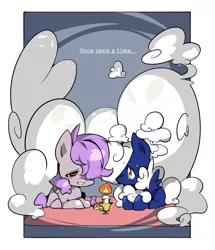 Size: 1030x1200 | Tagged: safe, artist:nabebuta, derpibooru import, oc, oc:ghost terri, oc:vapor trail, unofficial characters only, pegasus, pony, candle, image, once upon a time, png