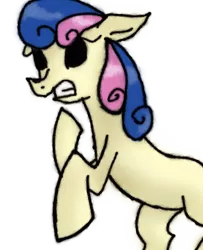 Size: 450x555 | Tagged: safe, artist:naturajellyfish, derpibooru import, bon bon, sweetie drops, earth pony, pony, bipedal, broken anatomy, female, floppy ears, gritted teeth, image, mare, png, raised hoof, simple background, transparent background, worried