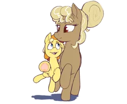 Size: 1800x1484 | Tagged: safe, artist:storyteller, derpibooru import, oc, oc:cinni swirl, oc:omelette, unofficial characters only, earth pony, pony, colt, cute, female, foal, heart, heart underhoof, image, male, mare, png, simple background, tooth gap, transparent background, underhoof