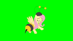 Size: 1280x720 | Tagged: safe, derpibooru import, edit, edited screencap, screencap, fluttershy, pony, it ain't easy being breezies, season 4, animal costume, animated, bee costume, clothes, costume, flutterbee, green screen, image, sound, webm