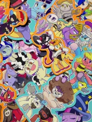 Size: 960x1280 | Tagged: photographer needed, safe, artist:mosamosa_n, derpibooru import, big macintosh, carrot top, derpy hooves, golden harvest, lyra heartstrings, rainbow dash, earth pony, pegasus, pony, unicorn, clothes, costume, image, jpeg, nightmare night costume, photo, sticker