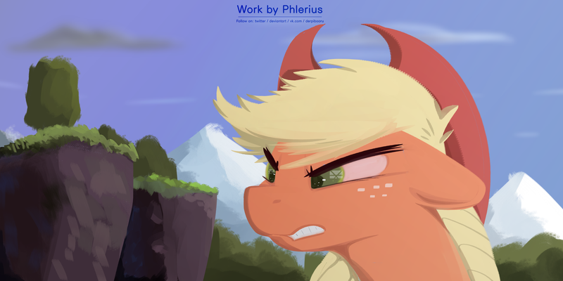 Size: 4000x2000 | Tagged: safe, artist:phlerius, derpibooru import, applejack, pony, digital art, forest, image, png, solo, tree