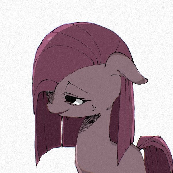 Size: 768x768 | Tagged: safe, artist:destroyer_aky, derpibooru import, pinkie pie, earth pony, pony, hair over one eye, image, jpeg, looking away, pinkamena diane pie, sweat, sweatdrop