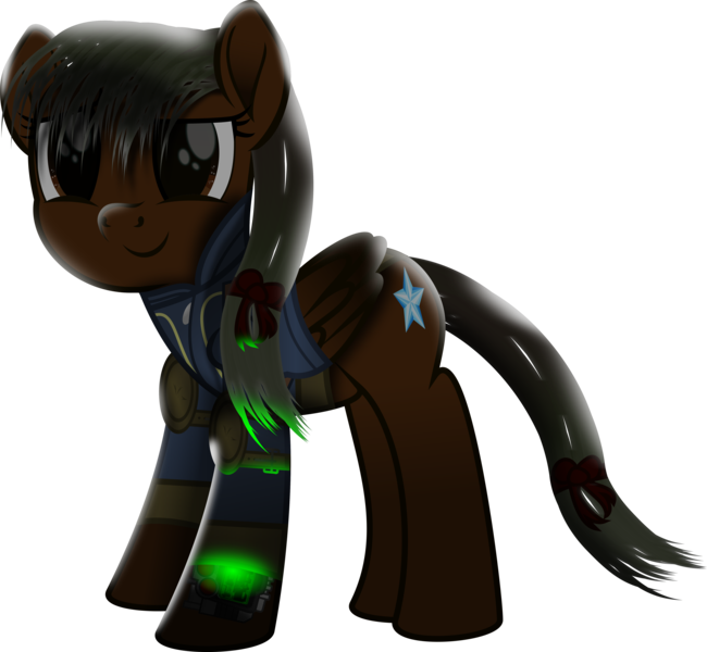 Size: 5506x5081 | Tagged: safe, artist:lincolnbrewsterfan, derpibooru import, oc, oc:crystalline vision, ponified, unofficial characters only, pegasus, pony, fallout equestria, my little pony: the movie, .svg available, big eyes, birthday gift, bow, clothes, crystal star, cute face, dilated pupils, female, folded wings, gift art, hair bow, happy, image, inkscape, leg guards, looking at something, mare, movie accurate, night, pegasus oc, pipbuck, pipbuck 3000, png, ponytail, shield, simple background, smiling, solo, standing, stars, tail, tail bow, transparent background, vault suit, vector, wing sleeves, wings, zipper