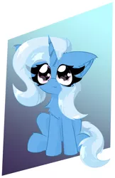 Size: 1750x2700 | Tagged: safe, artist:jubyskylines, derpibooru import, trixie, pony, unicorn, chest fluff, cute, diatrixes, ear fluff, eyelashes, female, gradient background, horn, image, mare, png, simple background, sitting, solo, tail