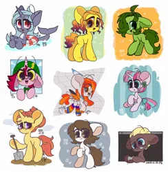 Size: 2000x2048 | Tagged: safe, artist:oc_ponys, derpibooru import, oc, unofficial characters only, earth pony, original species, pegasus, pony, shark, shark pony, unicorn, 2020, clover, controller, earth pony oc, female, flower, flower in hair, flying, four leaf clover, hat, horn, image, jpeg, looking at you, male, mare, partial background, party hat, pegasus oc, shovel, simple background, smiling, smiling at you, stallion, stars, unicorn oc, white background, wings