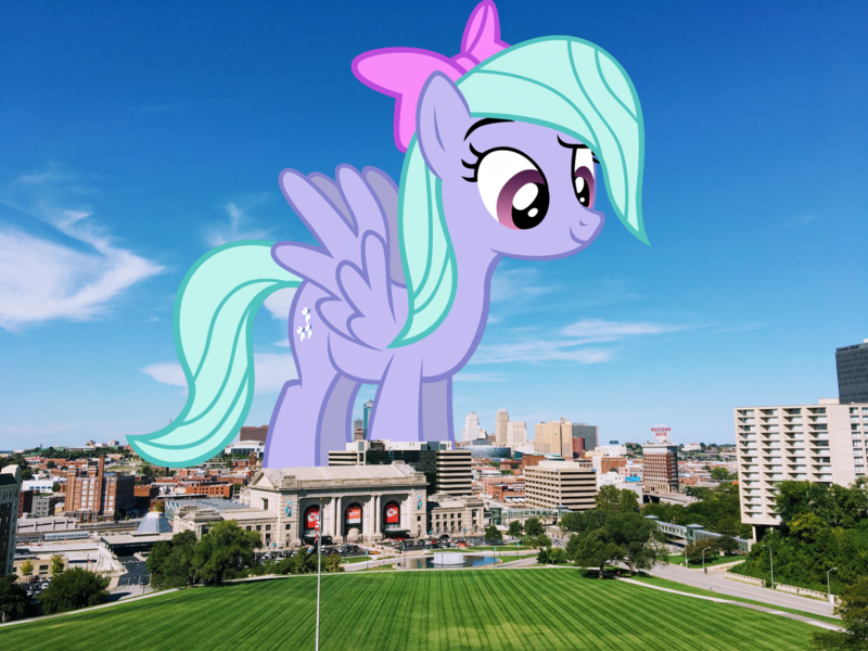 Size: 1500x1125 | Tagged: safe, artist:ikillyou121, derpibooru import, flitter, pegasus, pony, female, giant pegasus, giant pony, giantess, highrise ponies, image, irl, kansas city, macro, mare, mega giant, missouri, photo, png, ponies in real life