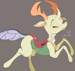 Size: 2278x2137 | Tagged: safe, artist:tohupo, derpibooru import, thorax, changedling, changeling, eyes closed, gray background, image, jpeg, king thorax, male, simple background, solo