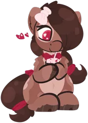 Size: 1196x1684 | Tagged: safe, artist:rhythmpixel, derpibooru import, oc, oc:choccy milk, unofficial characters only, earth pony, pony, bow, female, hair tie, image, mare, png, simple background, solo, transparent background