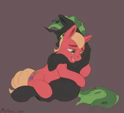 Size: 3000x2750 | Tagged: safe, artist:miramore, derpibooru import, sprout cloverleaf, oc, oc:kai, changeling, earth pony, pony, crying, cuddling, cutie mark, duo, embrace, g5, green changeling, horn, hug, image, male, png, sad smile, simple background, stallion