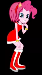 Size: 626x1113 | Tagged: safe, artist:kalel6753, derpibooru import, pinkie pie, equestria girls, amy rose, black background, clothes, clothes swap, cosplay, costume, crossover, female, image, jpeg, simple background, solo, sonic the hedgehog (series)