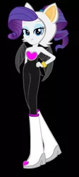 Size: 2334x5190 | Tagged: safe, artist:kalel6753, derpibooru import, rarity, equestria girls, bare shoulders, black background, clothes, clothes swap, cosplay, costume, hand on hip, image, jpeg, rouge the bat, simple background, solo, sonic the hedgehog (series)