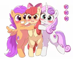 Size: 2048x1698 | Tagged: safe, artist:leo19969525, derpibooru import, apple bloom, scootaloo, sweetie belle, earth pony, pegasus, pony, unicorn, adorabloom, blushing, cute, cutealoo, cutie mark, cutie mark crusaders, diasweetes, female, filly, foal, happy, image, jpeg, simple background, standing on two hooves, the cmc's cutie marks, white background