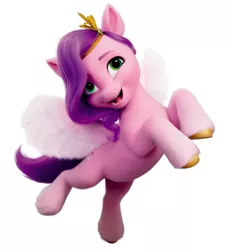 Size: 696x768 | Tagged: safe, derpibooru import, official, pipp petals, pegasus, pony, my little pony: a new generation, color correction, cute, fluffy, fluffy wings, flying, g5, image, looking away, pippbetes, png, princess, royalty, simple background, white background