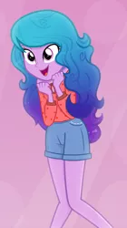 Size: 820x1461 | Tagged: safe, artist:daarkenn, derpibooru import, izzy moonbow, equestria girls, clothes, g5, image, png, shirt, shorts, solo