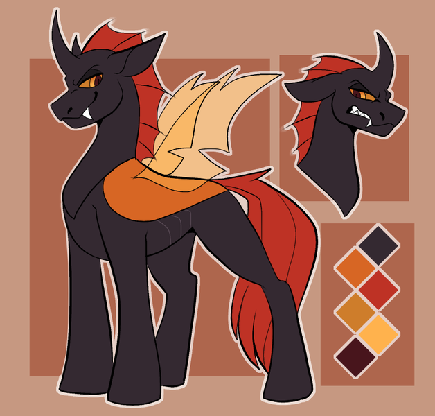 Size: 867x829 | Tagged: safe, artist:rockin_candies, derpibooru import, oc, oc:phasmatodea, changeling, fanfic:changing expectations, changeling oc, fanfic art, fangs, horn, image, male, png, reference sheet, solo, wings