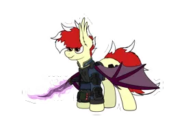 Size: 3000x2250 | Tagged: safe, artist:aaathebap, derpibooru import, oc, oc:aaaaaaaaaaa, bat pony, fallout equestria, armor, fanfic art, image, knife, png, simple background, solo, sword, transparent background, weapon