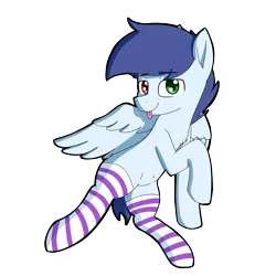 Size: 2048x2048 | Tagged: safe, artist:dark shadow, derpibooru import, oc, oc:slipstream, pegasus, pony, clothes, heterochromia, image, male, png, socks, solo, stallion, striped socks, tongue out