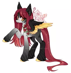 Size: 1024x1052 | Tagged: safe, artist:miioko, derpibooru import, oc, unofficial characters only, pegasus, pony, colored wings, deviantart watermark, image, jpeg, obtrusive watermark, pegasus oc, raised hoof, simple background, two toned wings, watermark, white background, wings