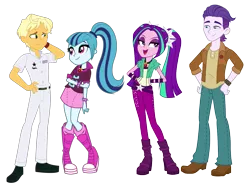 Size: 1313x978 | Tagged: safe, artist:kimberlythehedgie, artist:maretrick, artist:masem, derpibooru import, edit, aria blaze, dirk thistleweed, ragamuffin (equestria girls), sonata dusk, accountibilibuddies, equestria girls, equestria girls series, rainbow rocks, spring breakdown, spoiler:choose your own ending (season 2), spoiler:eqg series (season 2), accountibilibuddies: rainbow dash, ariadirk, belt, boots, clothes, crack shipping, female, freckles, gem, high heel boots, image, jacket, jeans, male, pants, pigtails, png, shipping, shirt, shoes, simple background, siren gem, sonamuffin, straight, transparent background, twintails, vector, watch, wristband