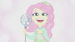 Size: 1920x1080 | Tagged: safe, derpibooru import, screencap, fluttershy, equestria girls, equestria girls series, so much more to me, faic, female, image, lidded eyes, looking at you, microphone, open mouth, png, singing, smiling, solo, uvula